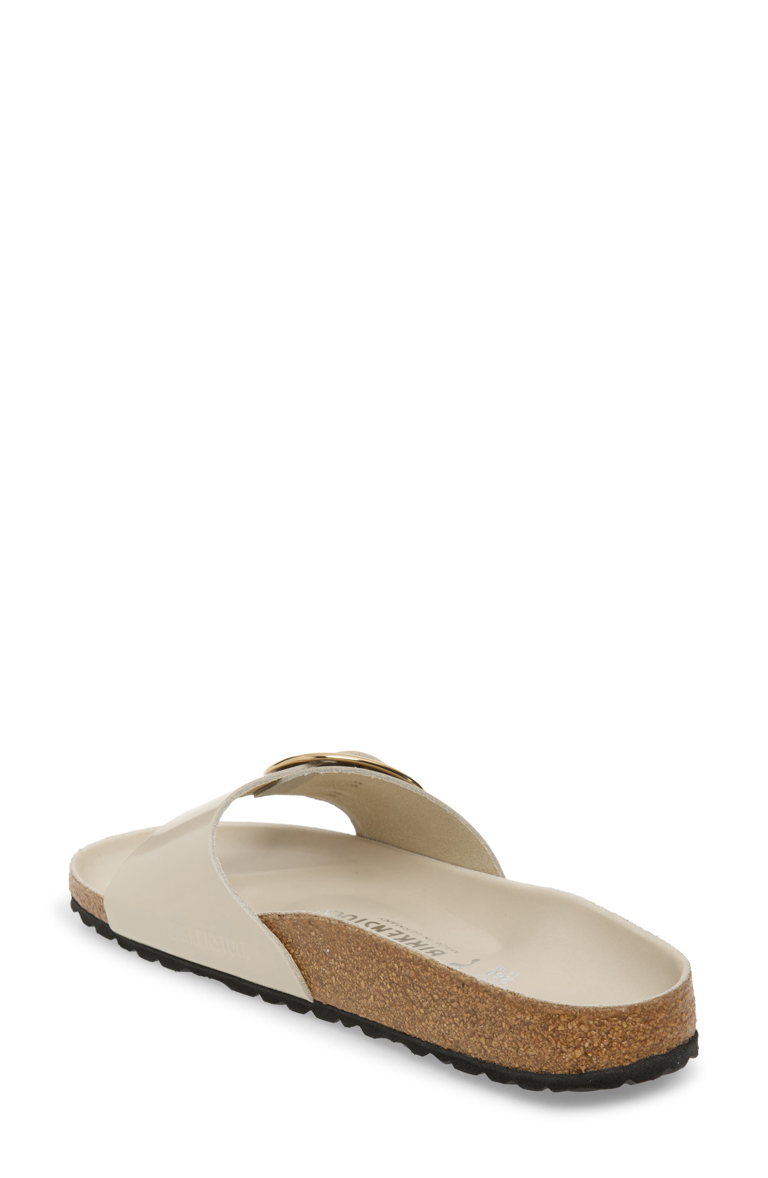 Madrid Big Buckle Slide Sandal - Discontinued, Alternate, color, OYSTER HIGH SHINE