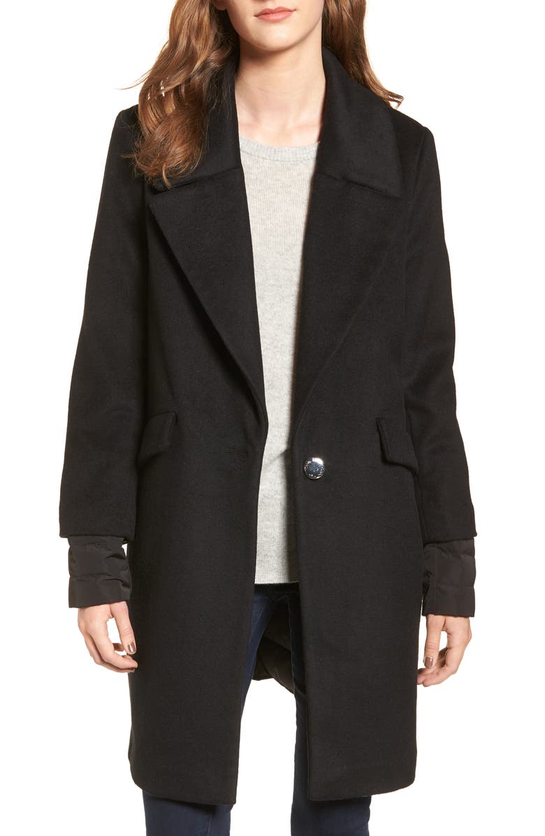 Calvin Klein Wool & Down Reefer Coat, Main, color,