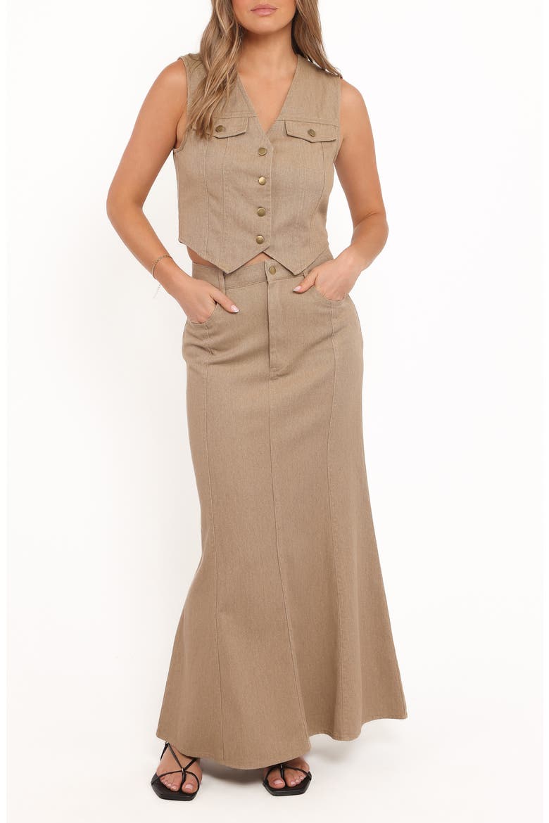 Giselle Vest & Maxi Skirt Set, Main, color, BEIGE