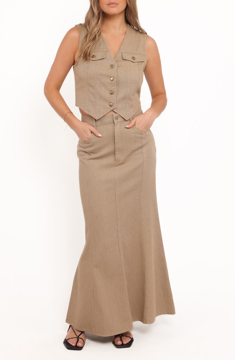 Petal & Pup Giselle Vest & Maxi Skirt Set, Main, color, Beige