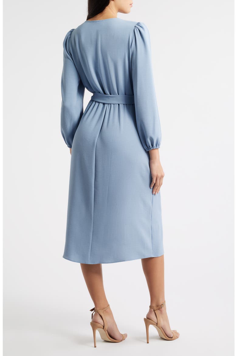 Long Sleeve Faux Wrap Midi Dress, Alternate, color, SKY
