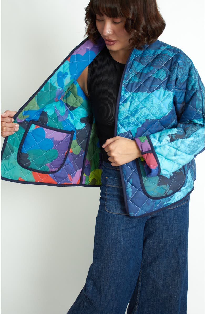 Florencia Davalos Marcia Reversible Jacket, Alternate, color, Floral Camo Blue And Green