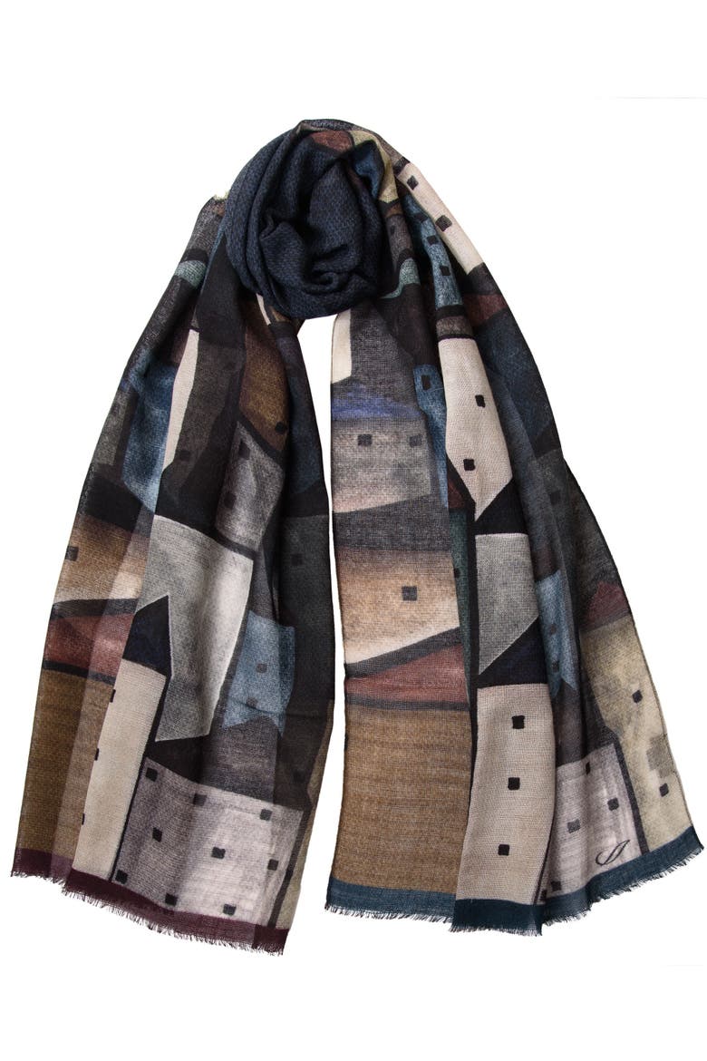 Villaggio - Wool Scarf, Main, color, Navy