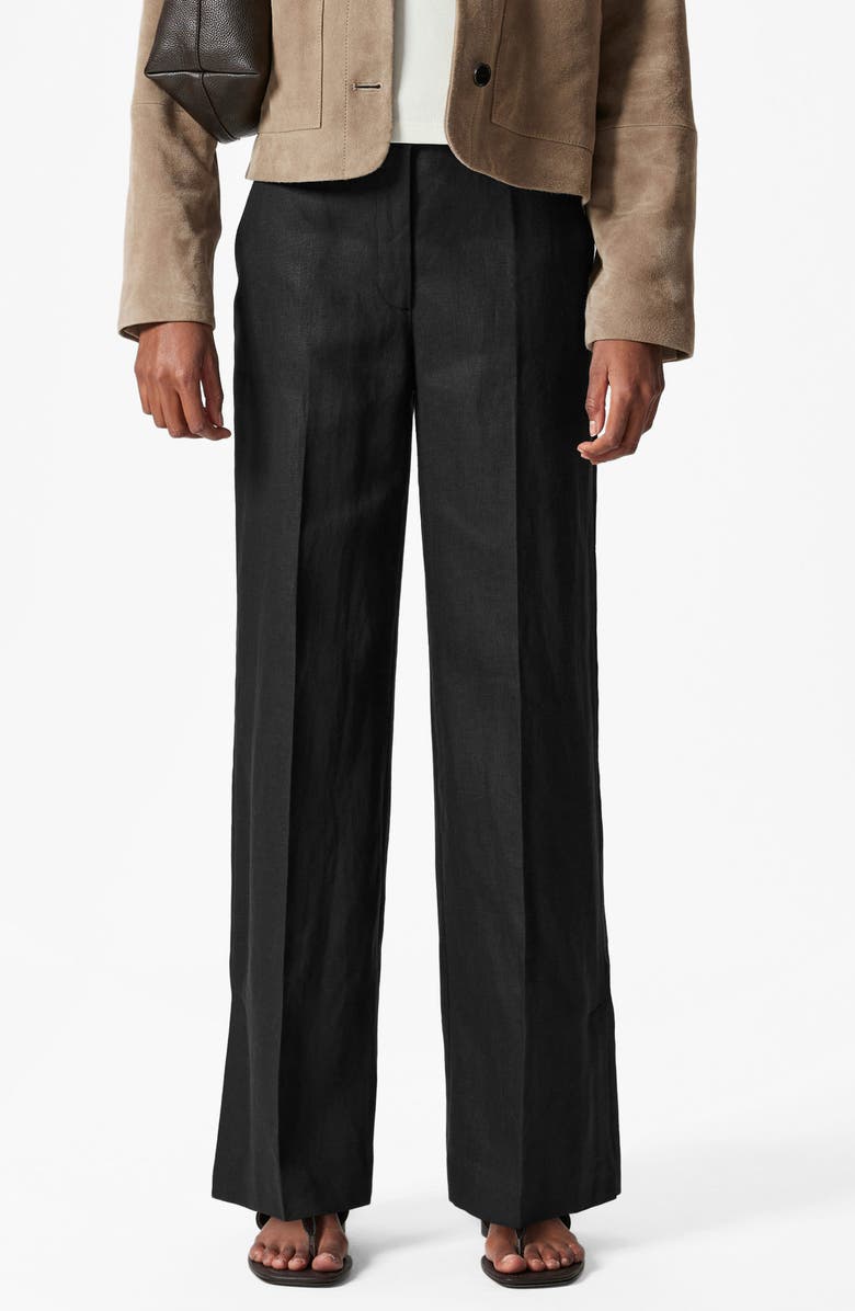 & Other Stories Pressed Crease Wide Leg Linen Trousers, Main, color,