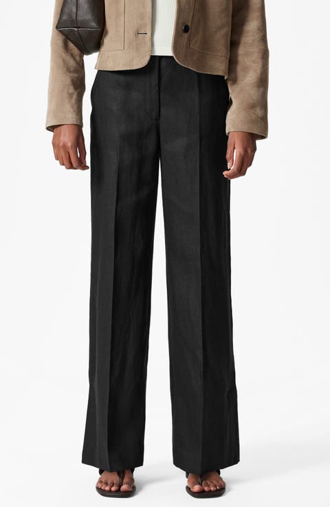 Women's 100% Linen Black Pants | Nordstrom