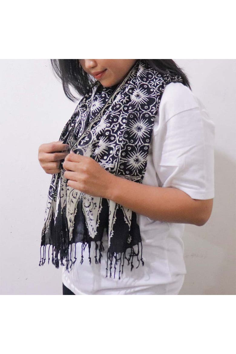 Handmade Batik Scarf, Alternate, color, Hisbiscus Flower