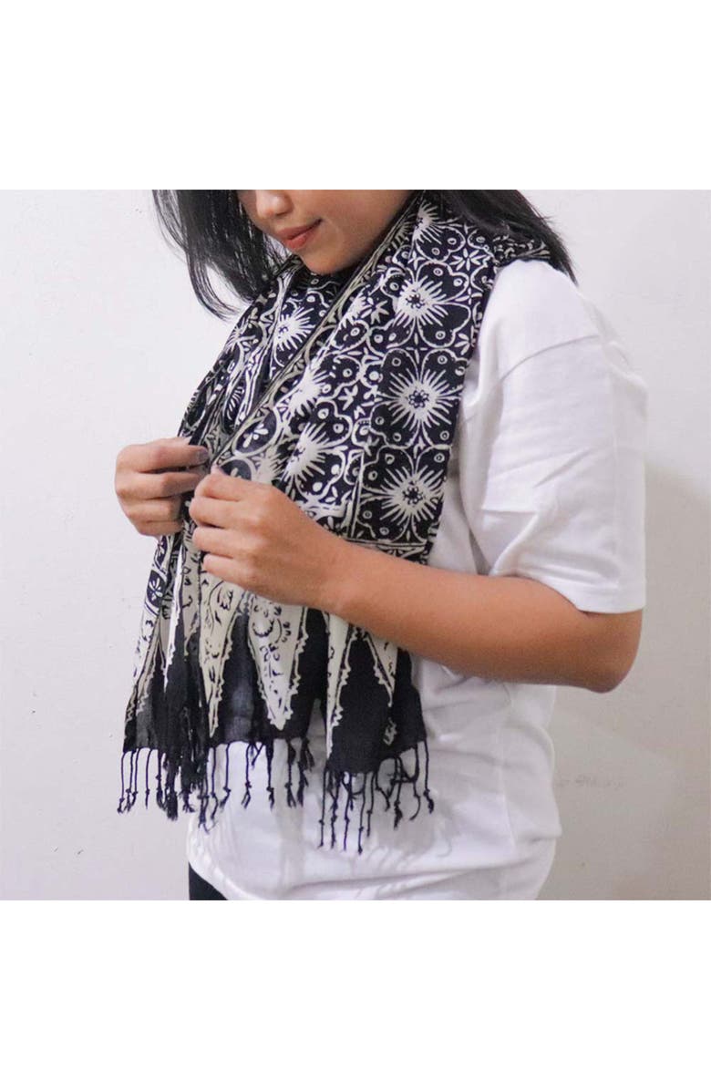 Kasih Co-op Handmade Batik Scarf, Alternate, color, Hisbiscus Flower