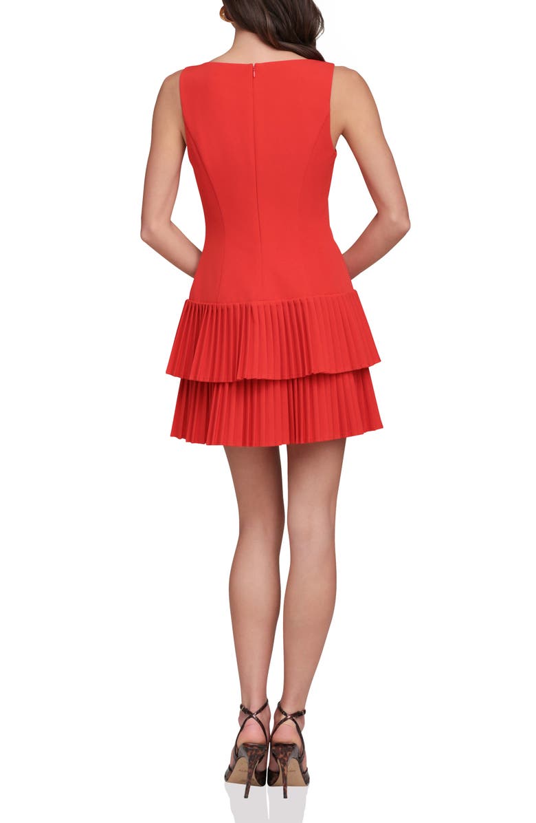 Avec Les Filles Pleat Double Ruffle Minidress, Alternate, color, Red