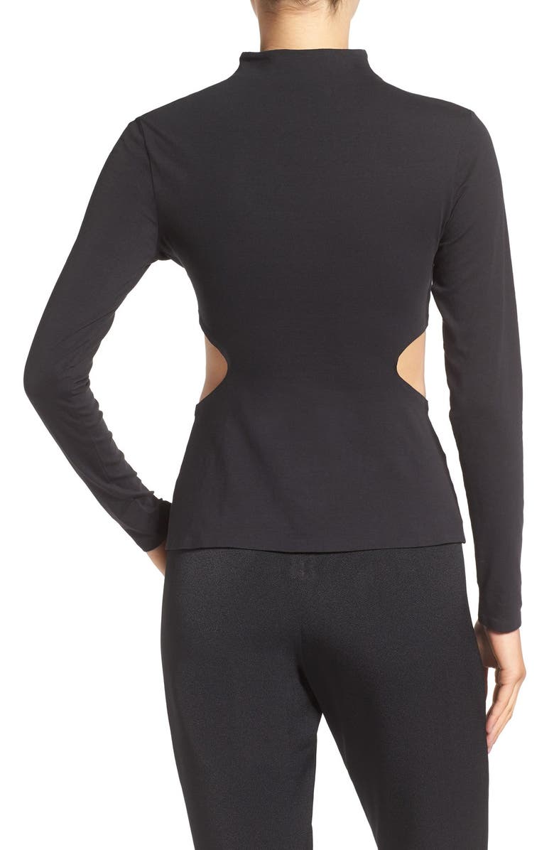 KENDALL + KYLIE Side Cutout Mock Neck Tee, Alternate, color,