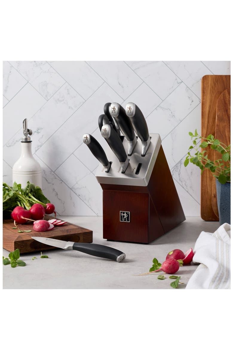 Elan 7-Piece Self-Sharpening Knife Block Set, Alternate, color, MATTE BLACK