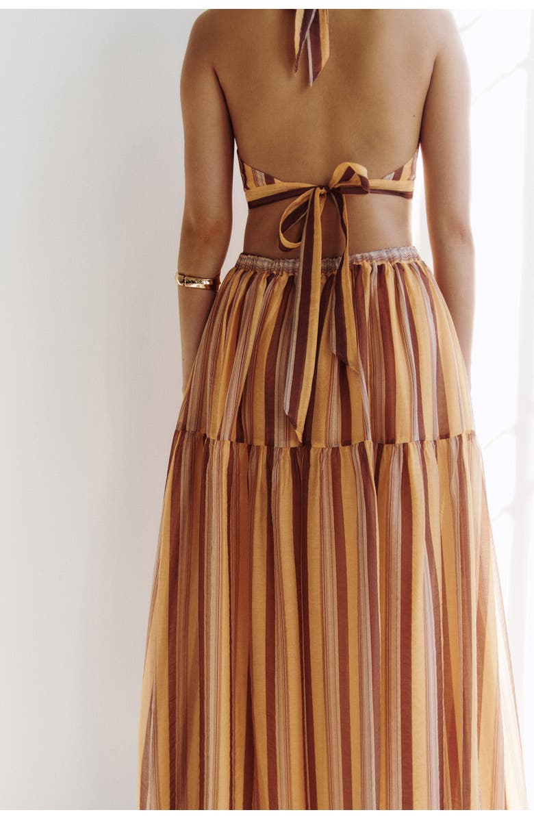 H&M Cutout halterneck dress, Alternate, color, Light Orange/Striped