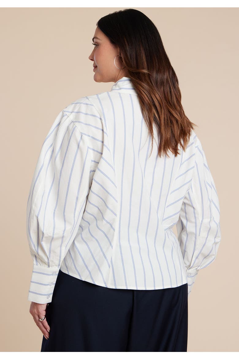 Oversized Sleeve Top, Alternate, color, BLUE PINSTRIPE