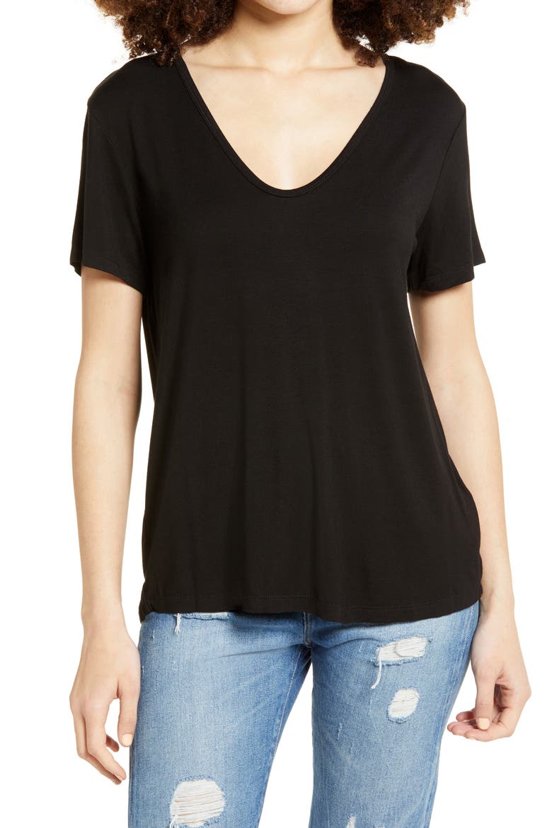 V-Neck T-Shirt, Main, color, BLACK