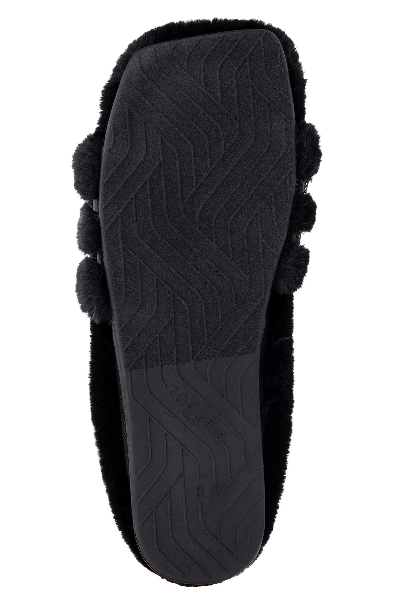 TORGEIS Claudia Faux Fur Slide Slipper, Alternate, color, Black