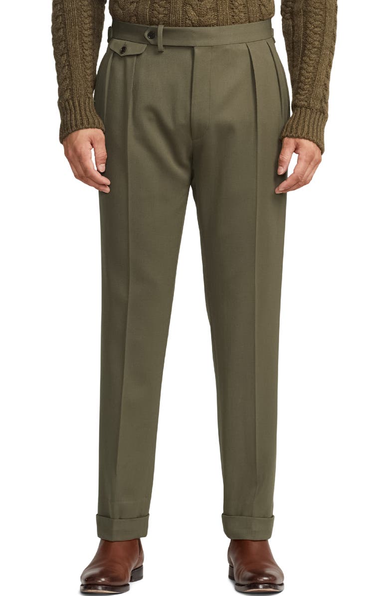 Ralph Lauren Purple Label Gregory Pleated Wool Gabardine Trousers, Main, color, 