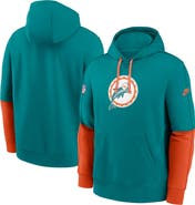 Nike Men's Nike Aqua Miami Dolphins Throwback Logo Club Tri-Blend Pullover Hoodie
