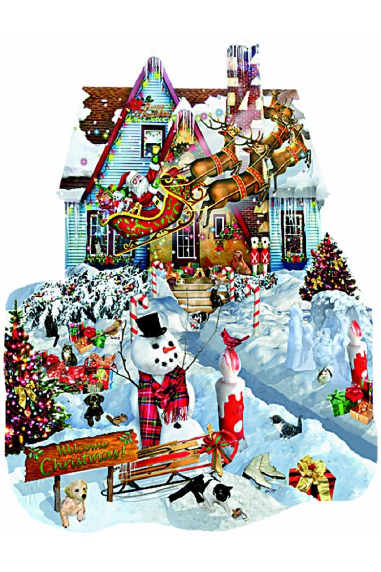 Christmas at Our House 1000 piece Jigsaw Puzzle for Adults Special Shape, Alternate, color, Multicolor