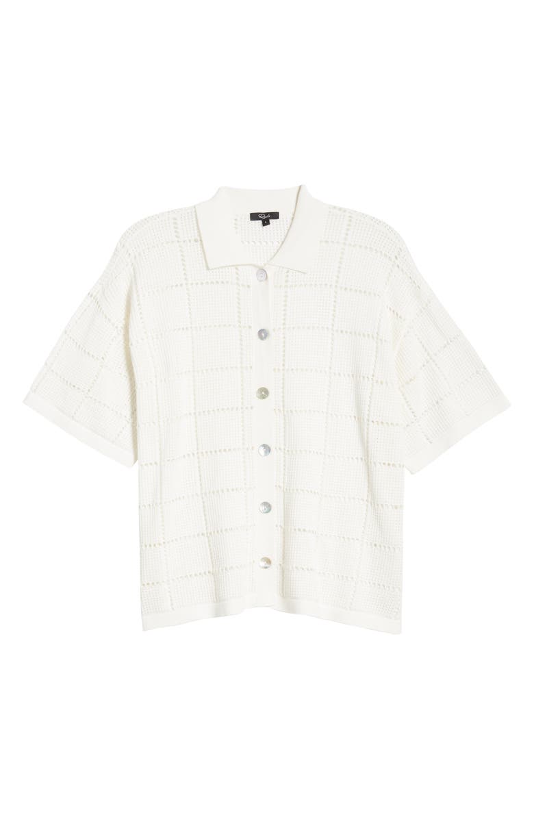 Rails Clemente Open Stitch Short Sleeve Cotton Button-Up Polo Sweater, Alternate, color,