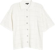 Rails Clemente Open Stitch Short Sleeve Cotton Button-Up Polo Sweater