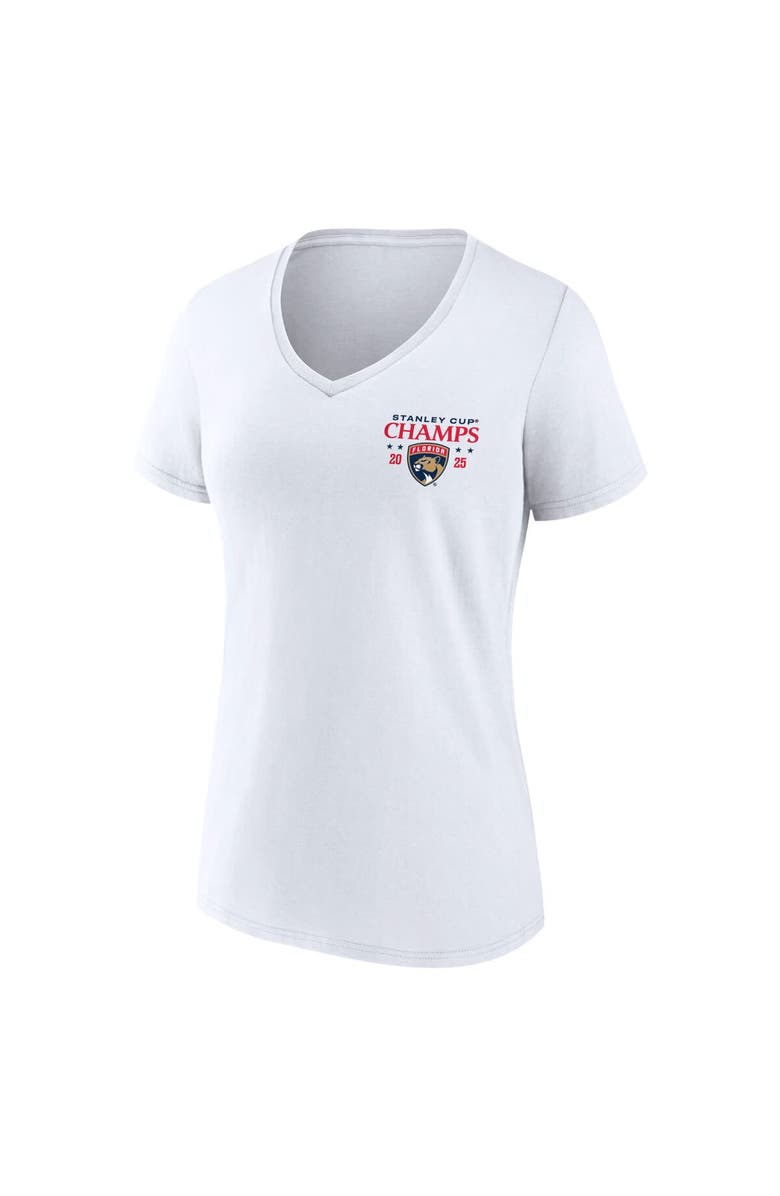 FANATICS Women's Fanatics White Florida Panthers 2025 Stanley Cup Champions Jersey Roster V-Neck T-Shirt, Alternate, color, 