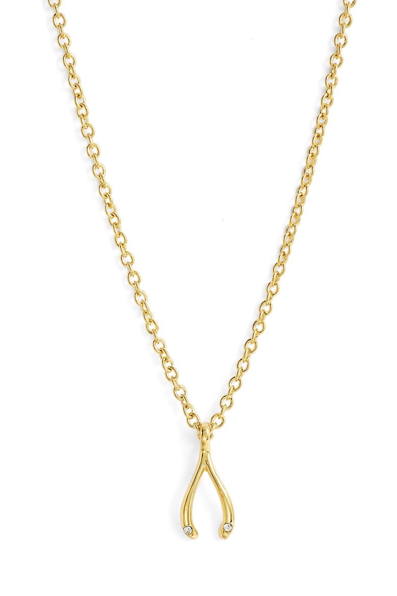' dainty sparklers' wishbone pendant necklace, Main, color, GOLD