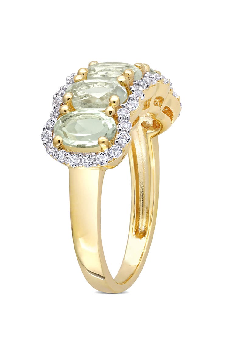 Gemstones Oval Semi-Eternity Ring, Alternate, color, Green Quartz/Yellow-Plated