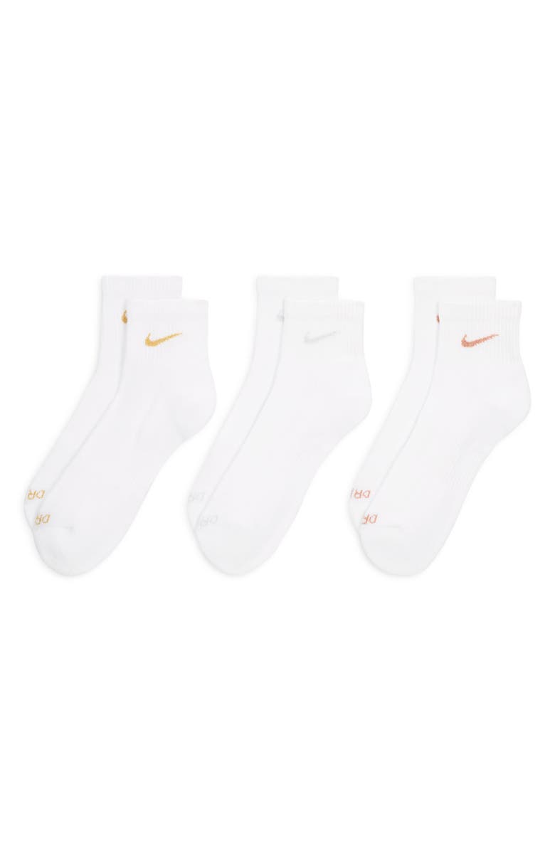 Nike 3-Pack Dri-FIT Everyday Ankle Socks, Main, color, Multi-Color/Ivory
