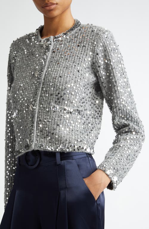 Cinq À Sept Benoit Sequin Jacket In Silver