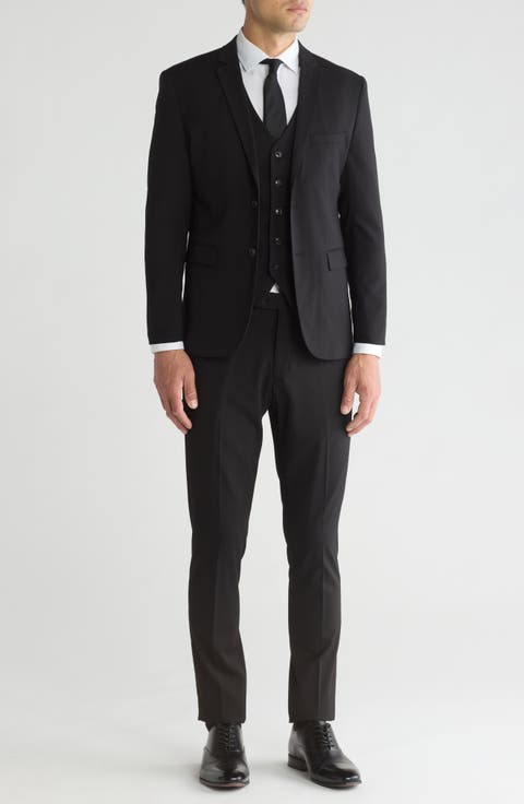 Skinny Fit Solid Stretch Three Piece Suit