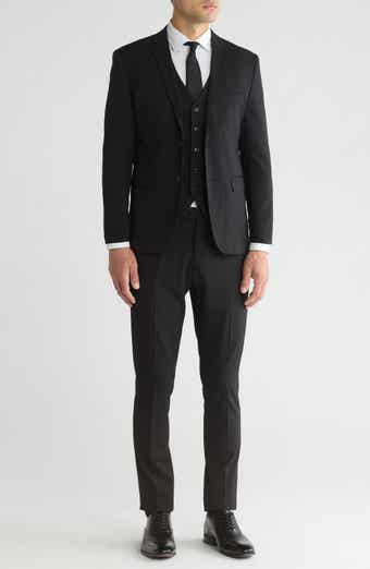 Gino Vitale Skinny Fit Solid Stretch Three Piece Suit