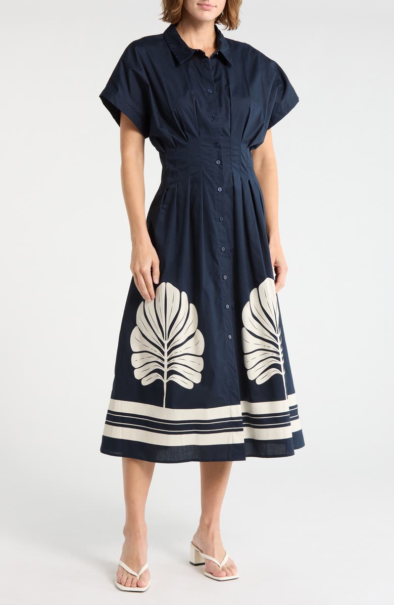 Ellen Tracy Poplin Shirtdress, Main, color, Navy