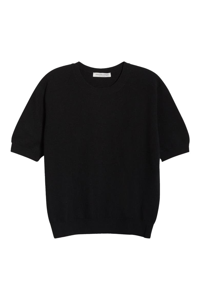 Honor Short Sleeve Cashmere Crewneck Sweater, Alternate, color, BLACK