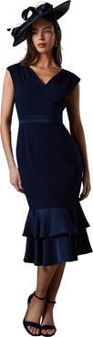 Coast Satin Back Crepe Peplum Dress