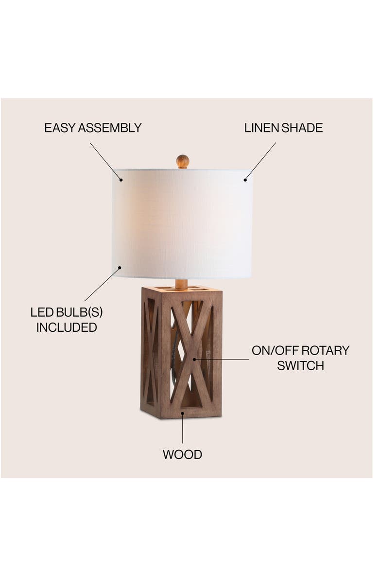 JONATHAN Y Stewart Farmhouse Wood LED Table Lamp, Alternate, color, Brown