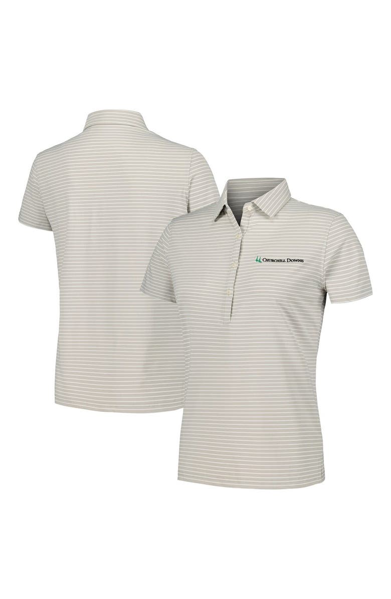 Full Turn Women's Gray Churchill Downs The Carmel Stripe Polo, Main, color, Gray