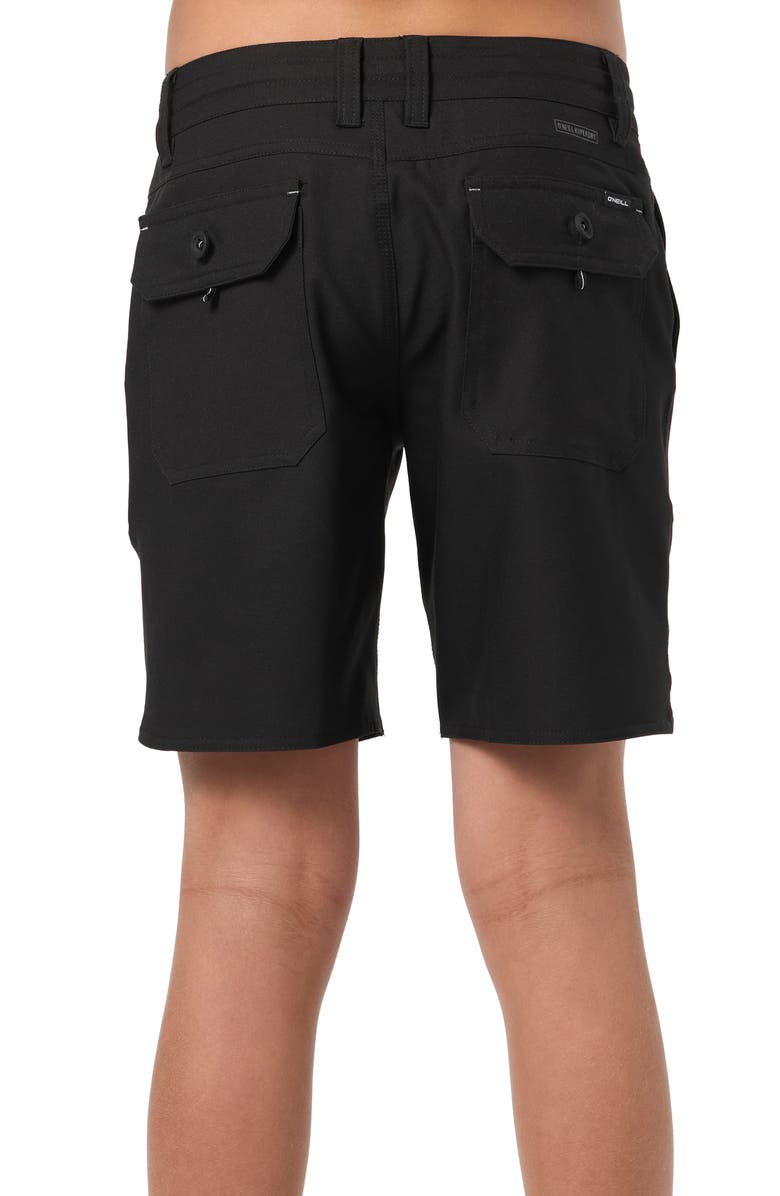 O'Neill Kids' Utility Scallop Hybrid Shorts, Alternate, color, Black