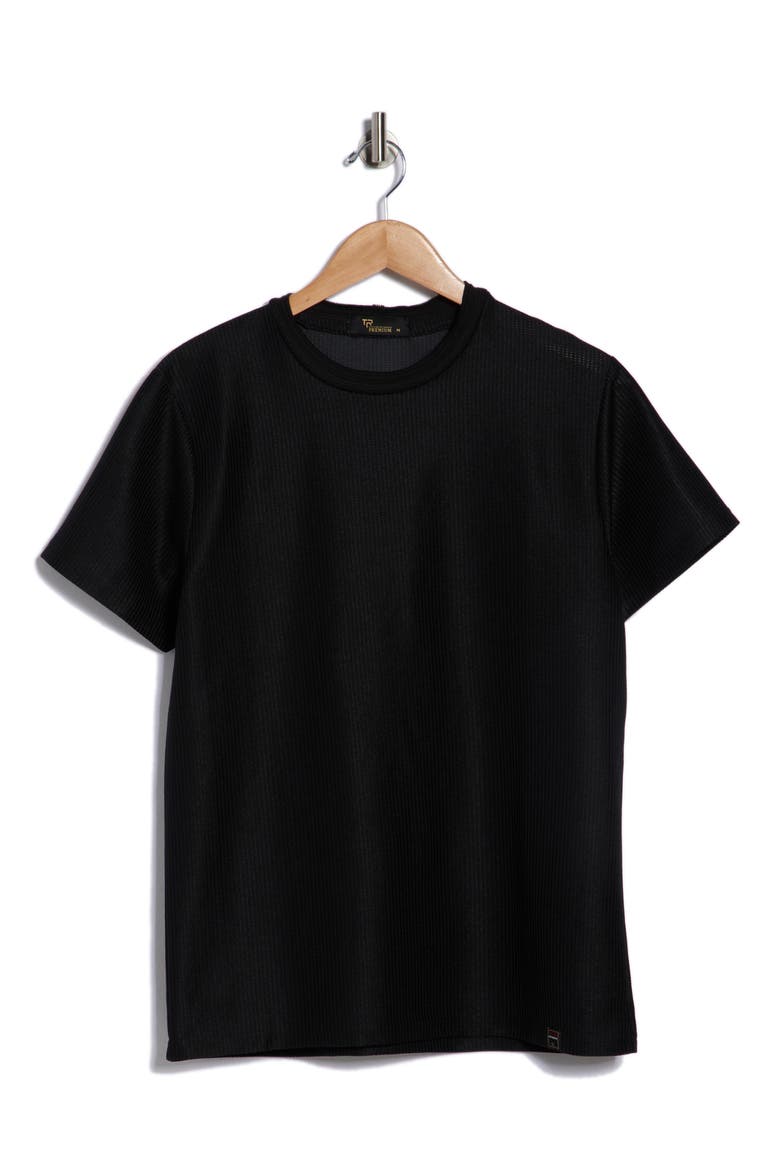 Textured Crew T-Shirt, Alternate, color, BLACK