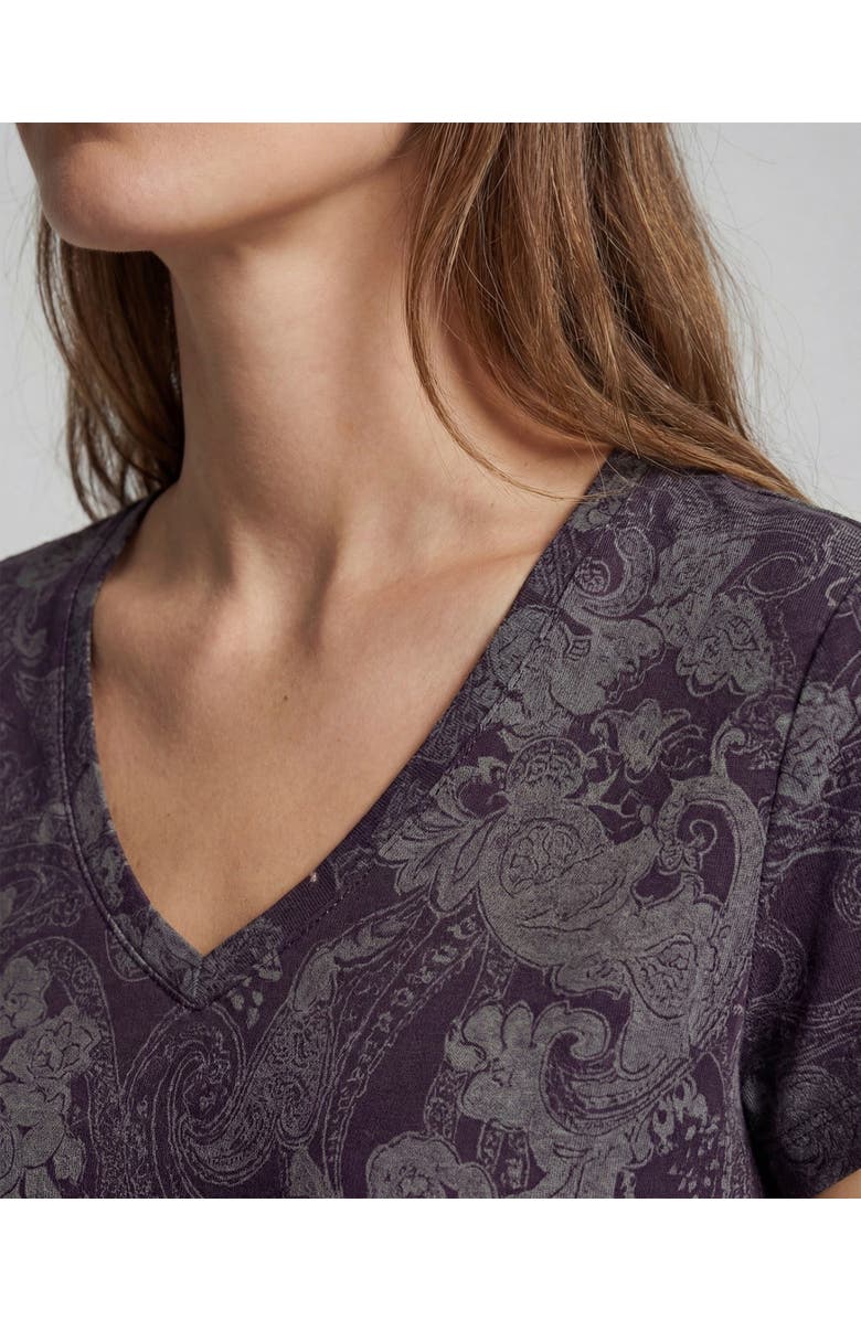 Lords of Harlech Paisley Explosion Womens V-neck Printed Top, Alternate, color, Paisley Explosion Black