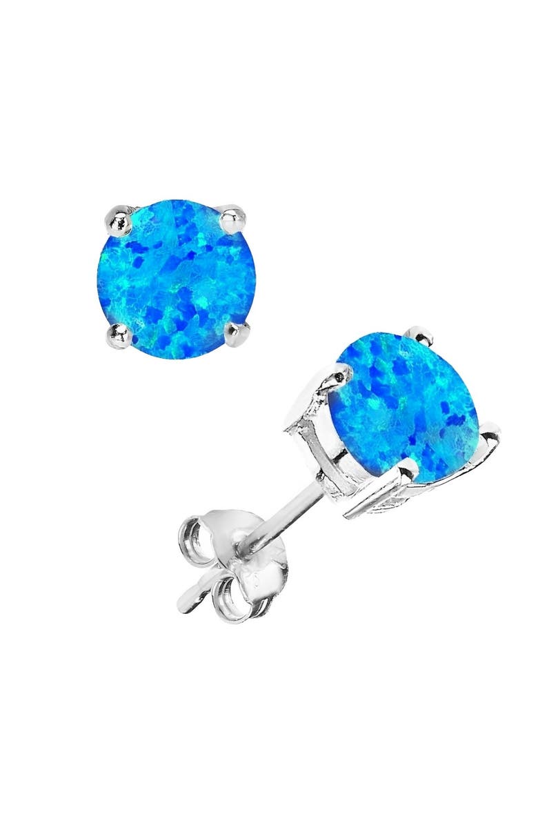 Donatello Gian Sterling Silver Round Opal Earrings, Main, color, Blue