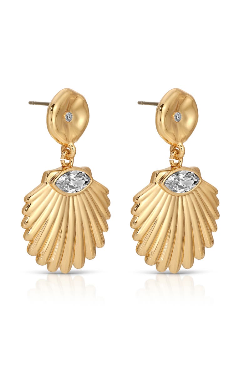 Ettika Scallop Shell Drop Earrings, Alternate, color, Gold