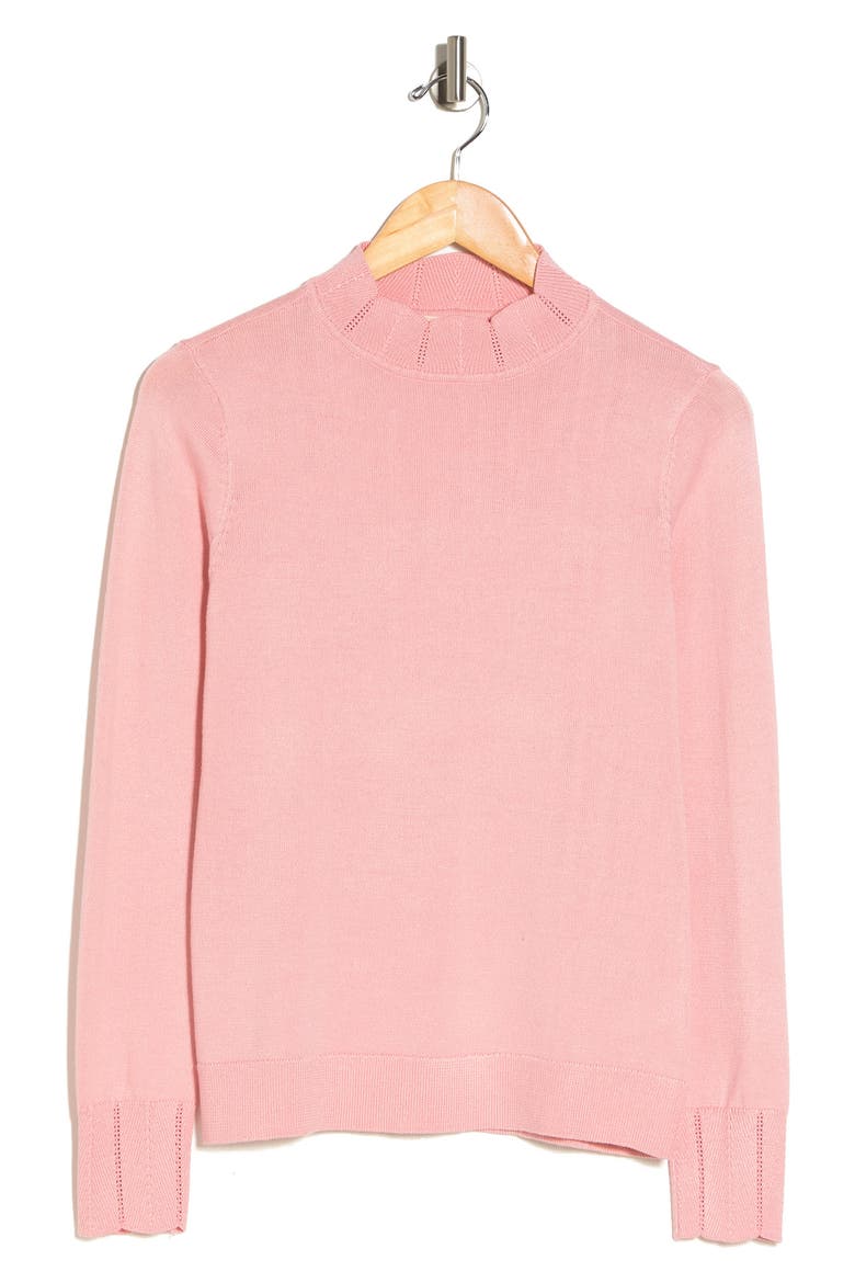 Scallop Mock Neck Sweater, Alternate, color, ROSE TAN