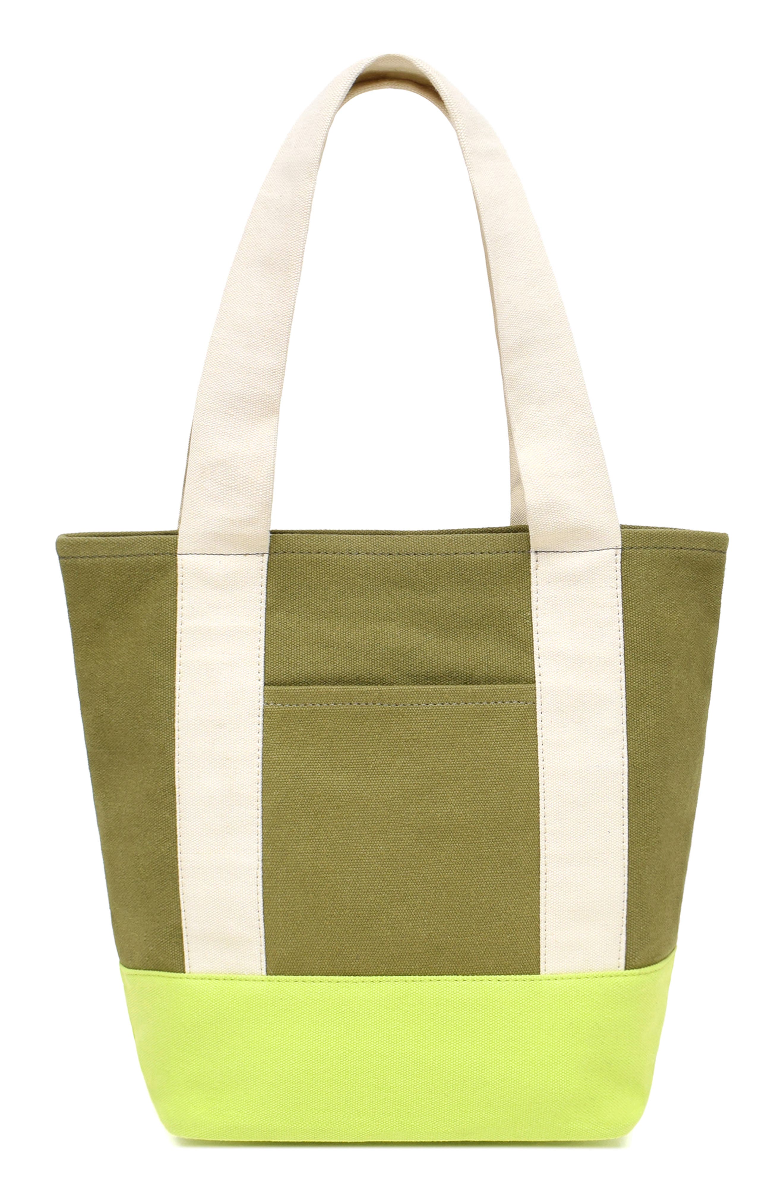 New Amsterdam Leatherworks Medium Kylee Colorblock Tote Bag, Alternate, color, Olive/ Natural
