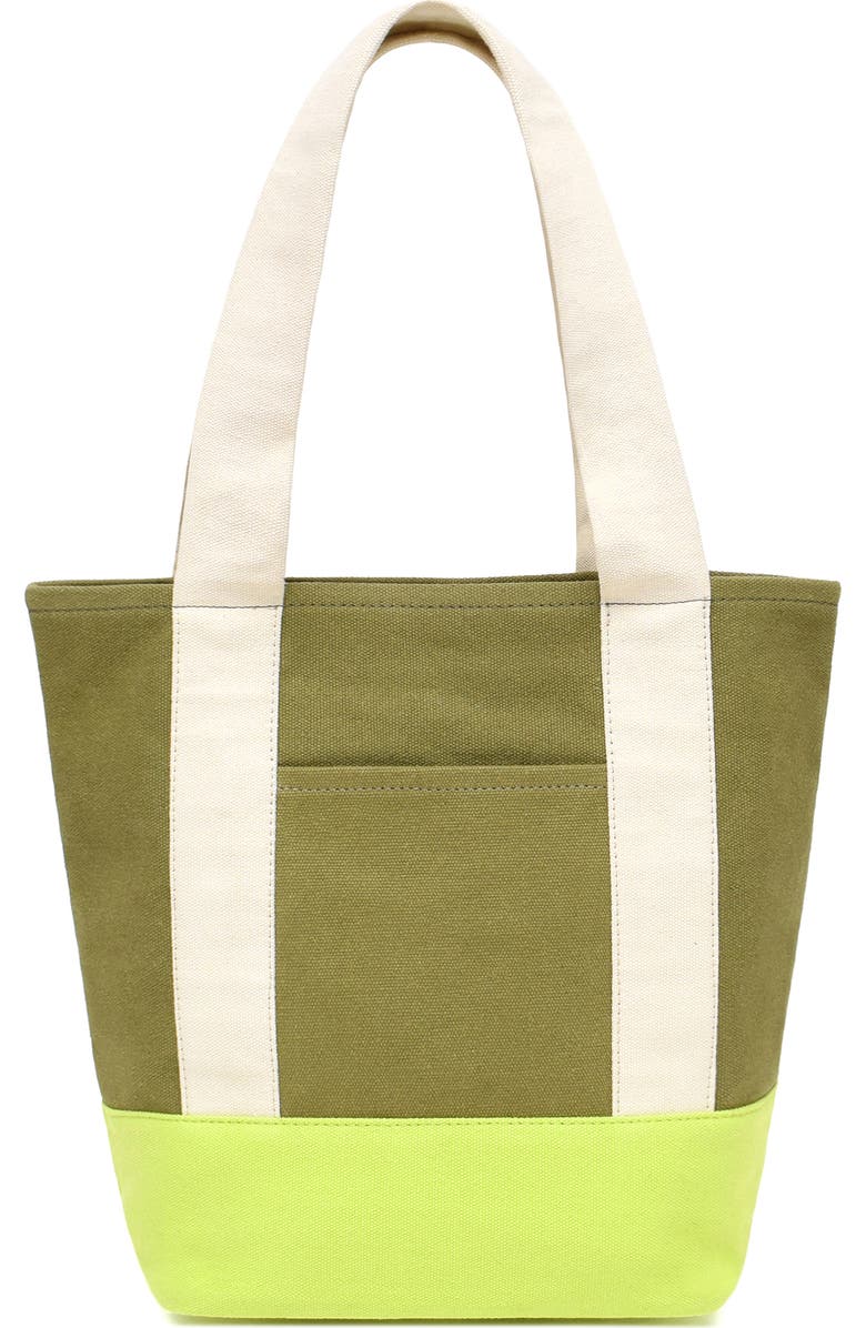 New Amsterdam Leatherworks Medium Kylee Colorblock Tote Bag, Alternate, color, Olive/ Natural
