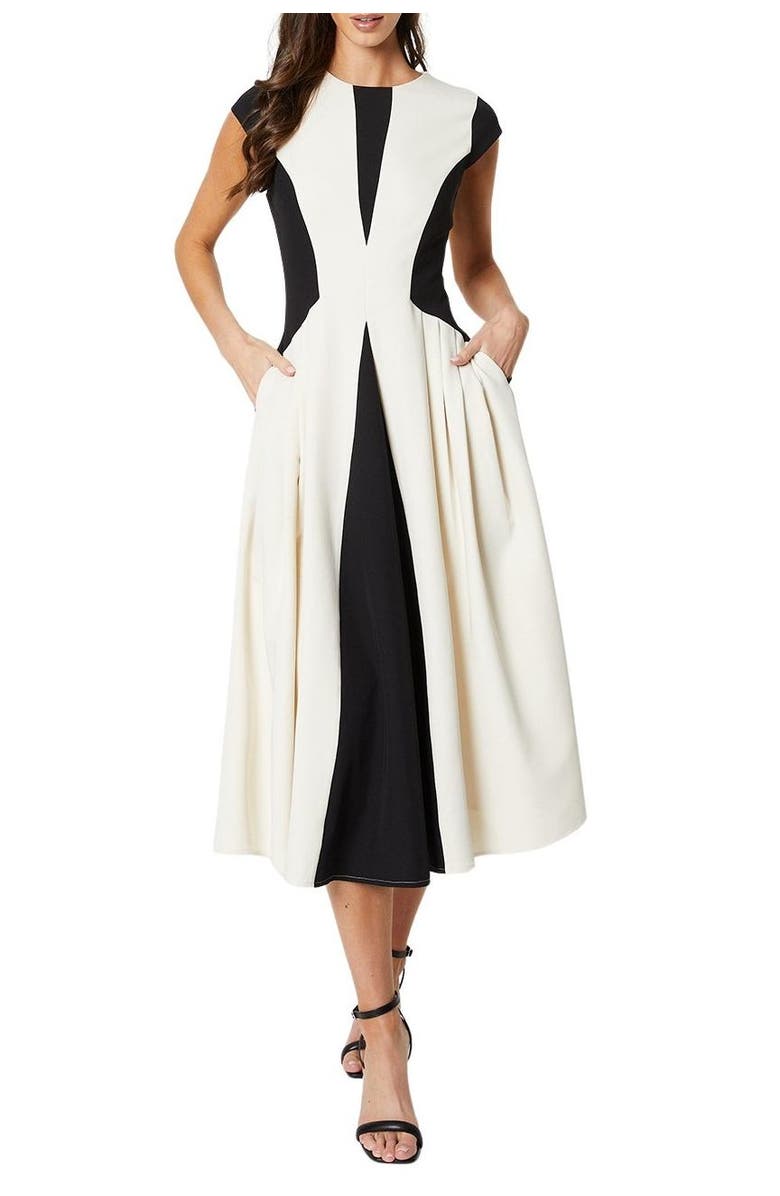 Coast Crepe Color Block Midi Dress, Alternate, color, Mono