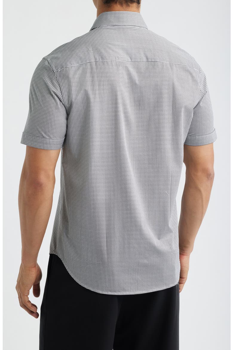 Miles OoohCotton® Geo Print Short Sleeve Button-Up Shirt, Alternate, color, WHITE