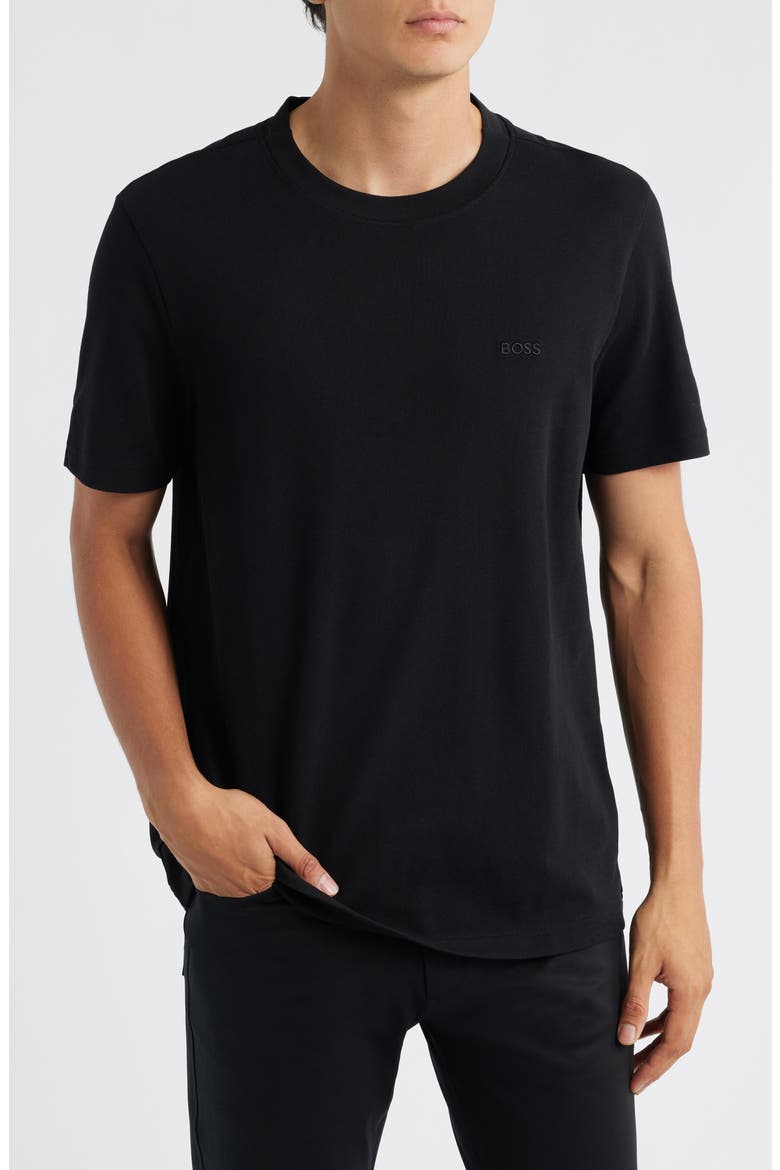 Taddy Cotton Piqué T-Shirt, Main, color, BLACK