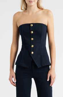 PAIGE Ronan Button Front Strapless Top