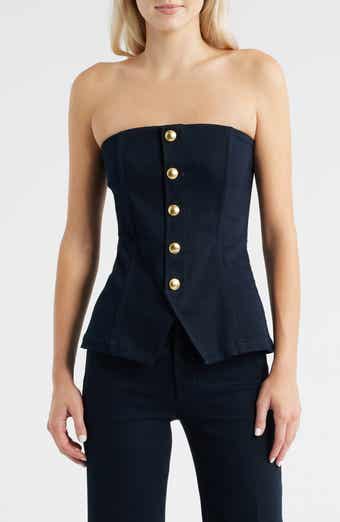 PAIGE Ronan Button Front Strapless Top