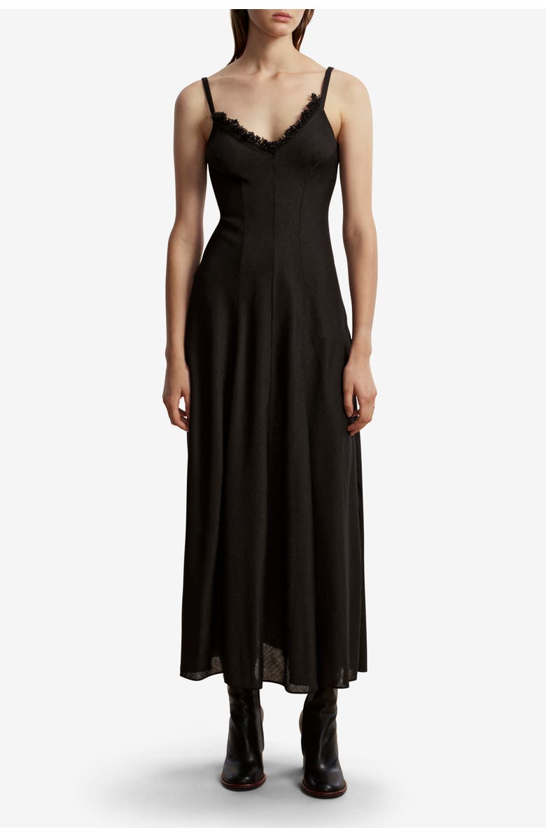 Marina Moscone Lightweight Wool Swing Dress, Main, color, Black