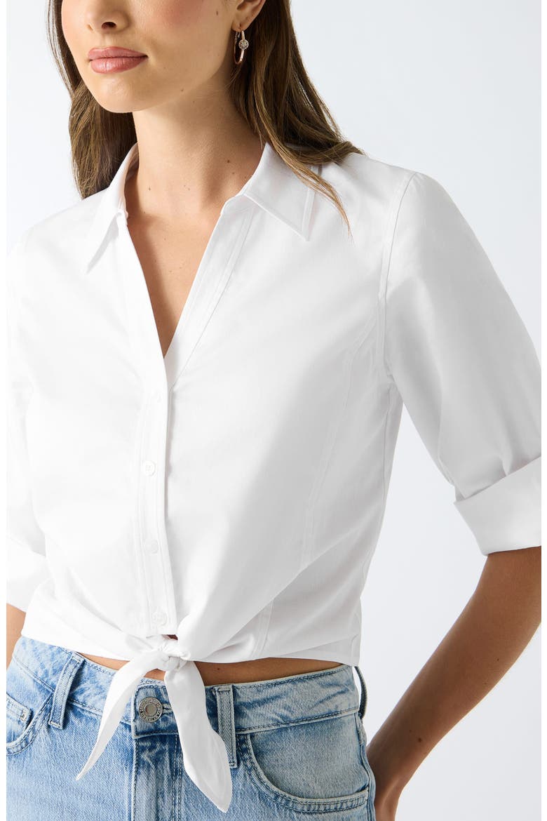 Reeya Tie Front Poplin Shirt, Alternate, color, WHITE